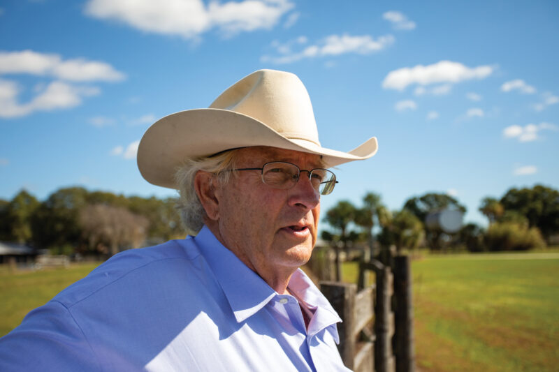 Rancher Jim Strickland at the Strickland Ranch in Myakka City, Florida.