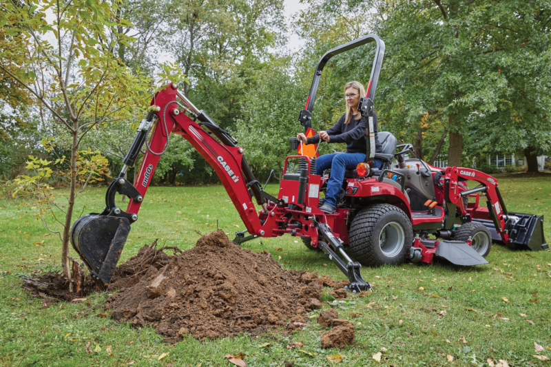Woman on a Case IH tractor