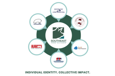 Southeast Pork Alliance graphic featuring six member organizations, including the Florida Pork Improvement Group and five southeastern state pork associations.